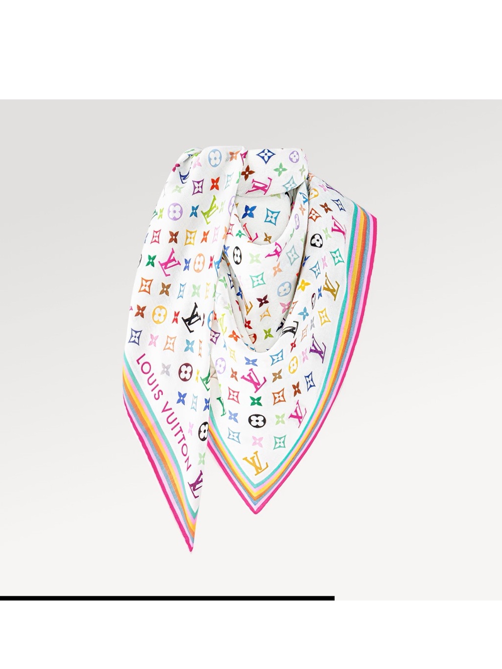 LOUIS VUITTON MURAKAMI WHITE SHAWL MONOGRAM BRAND NEW IN BOX WOOL SILK